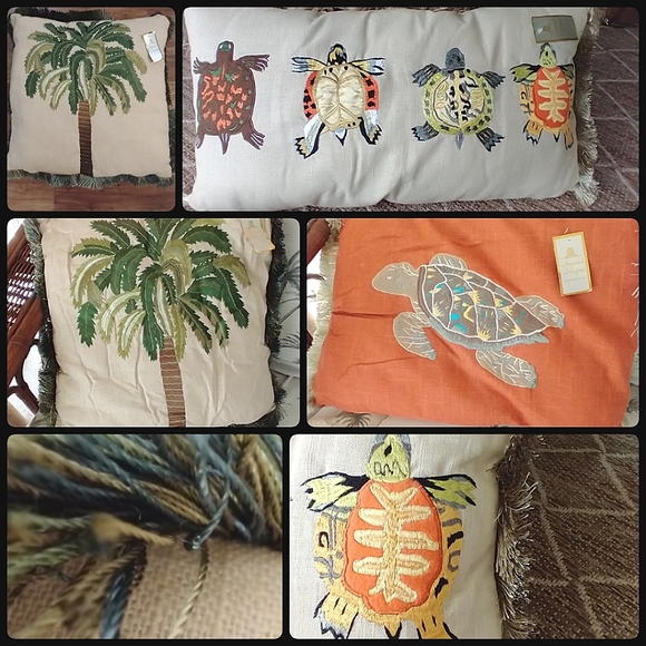 NWT Silk embroidered on linen/Cotton Fringe trim pillows - Picture 12 of 12